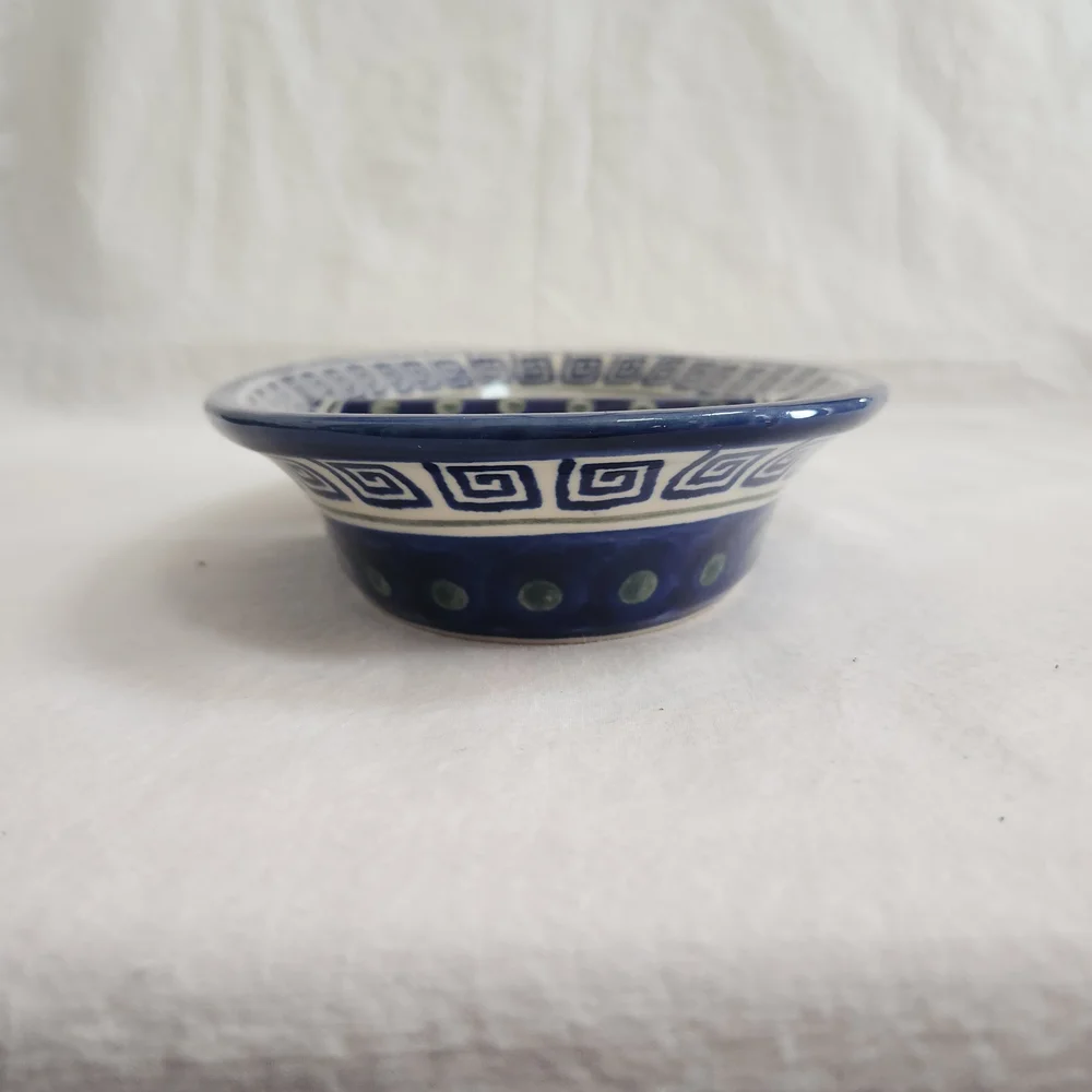 Boleslawiec Blue and Green Polish Pottery Divided Dish